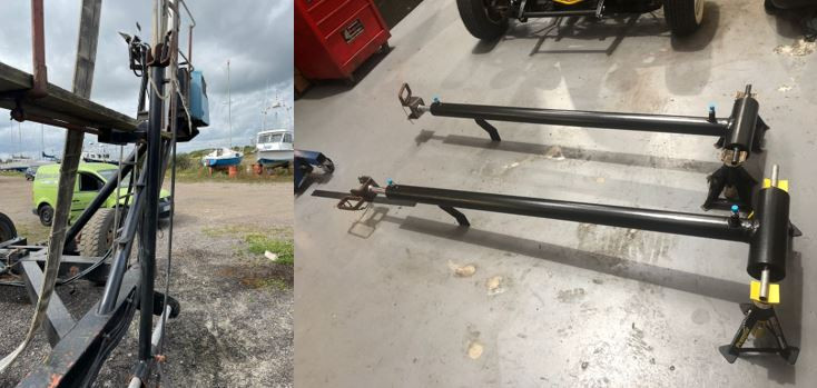 Replacement hydraulic cylinders for yacht trailer